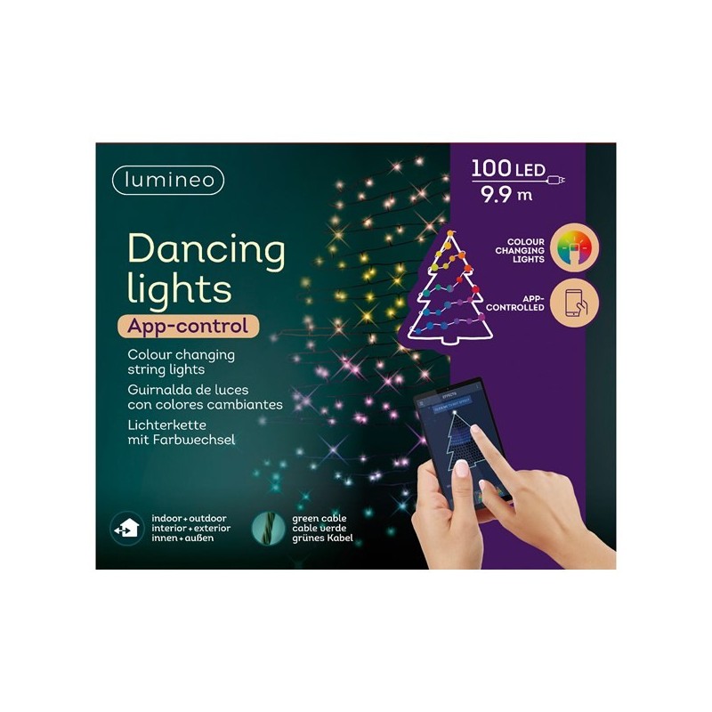 Éclairage Lumineo avec 100 LED contrôlées via l'application Bluetooth lumières dansantes 990 cm multicolores toutes les couleurs