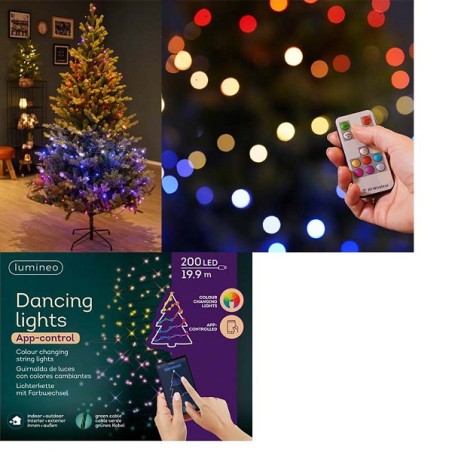 Éclairage Lumineo avec 200 LED contrôlables via Bluetooth App-lumières dansantes 1990cm multicolore toutes les couleurs de l'arc