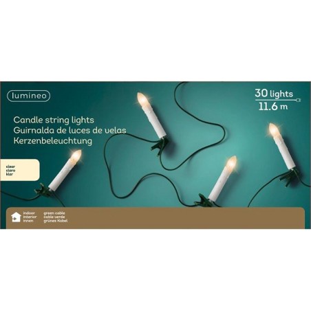 Bougie d'éclairage traditionnelle Lumineo 30L pour intérieur blanc chaud