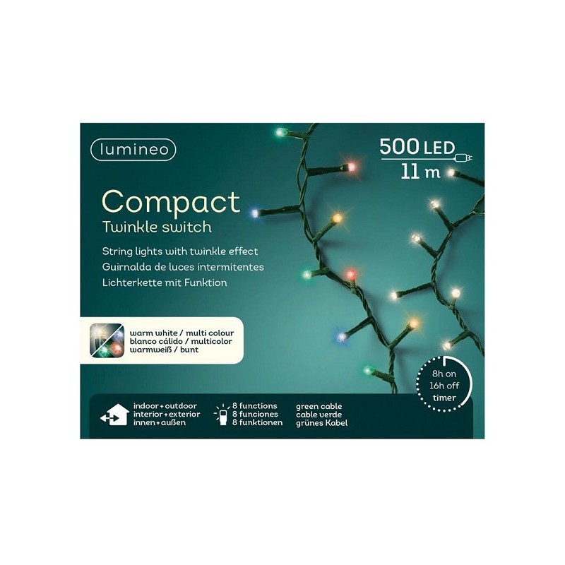 Luminaires compacts Lumineo LED 500L 1100cm changement de couleur. Effet scintillant à 8 fonctions et minuterie de 8 heures