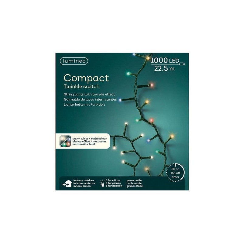 Les lampes compactes Lumineo LED scintillent 1000L 2250cm changement de couleur. Effet scintillant à 8 fonctions et minuterie de