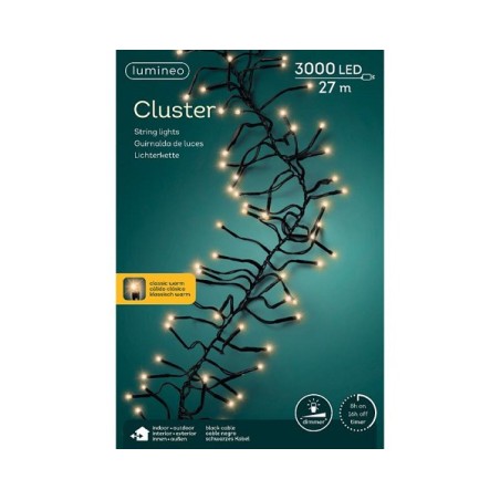 Cluster lumineux LED Lumineo 3000L 27m avec variateur et timer, Blanc classique