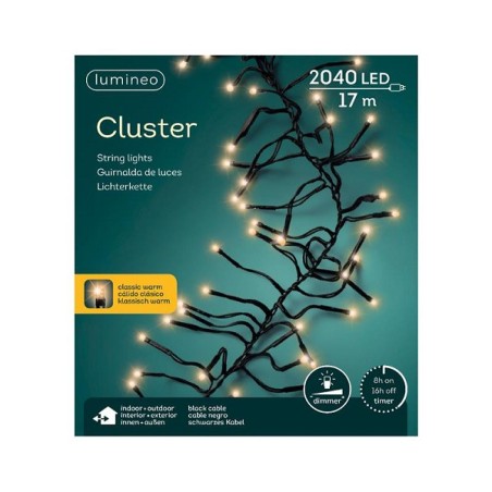 Éclairage cluster LED Lumineo 2040L 17m avec variateur et timer, Classique chaud