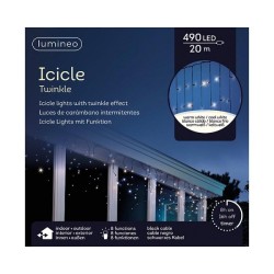 Lumineo LED icicle verlichting 490L 20m.  8uur timer en 8 functie twinkel effect lamp kleur warm wit EN koel wit
