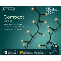 Luminaires compacts Lumineo LED effet scintillant 750L 16m, effet scintillant 8 fonctions, minuterie 8 heures - Pour l'intérieur