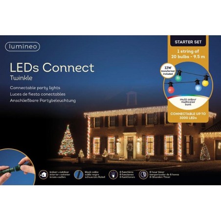 Lumineo LED connectent un ensemble de démarrage de lumière de fête multi 20 lampes multicolores 8 fonctions effet scintillant