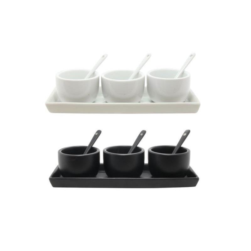 Sauzenset 7-delig Aardewerk Mat Zwart Of Wit