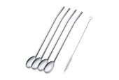 Westmark Cuillères à paille en acier inoxydable 4 pièces avec brosse