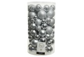 Decoris Mélange de boules de Noël incassables en plastique, tube de 100 pièces, Argent