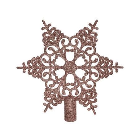 Decoris Piek kunststof sneeuwvlok 20,5x19cm poederroze