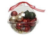 Decoris Lot de 30 boules de Noël incassables de couleurs assorties rouge, vert et or