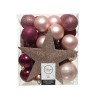 Decoris Onbreekbare kerstballenset a 33 stuks met piek in assorti kleuren blush pink, magnolia en velvet pink