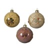 Decoris Gedecoreerde Kerstballenset van glas set a 3 ballen dia 8cm in assorti kleuren licht goud, pearl en velvet pink