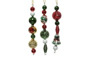Decoris Kerstornament van glas slingervorm van assorti figuren in traditioneel kerst kleuren lengte 15cm doos a 3 stuks  retro