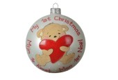 Decoris Baby kerstbal van glas mijn 1e kerst in 3 talen 10cm