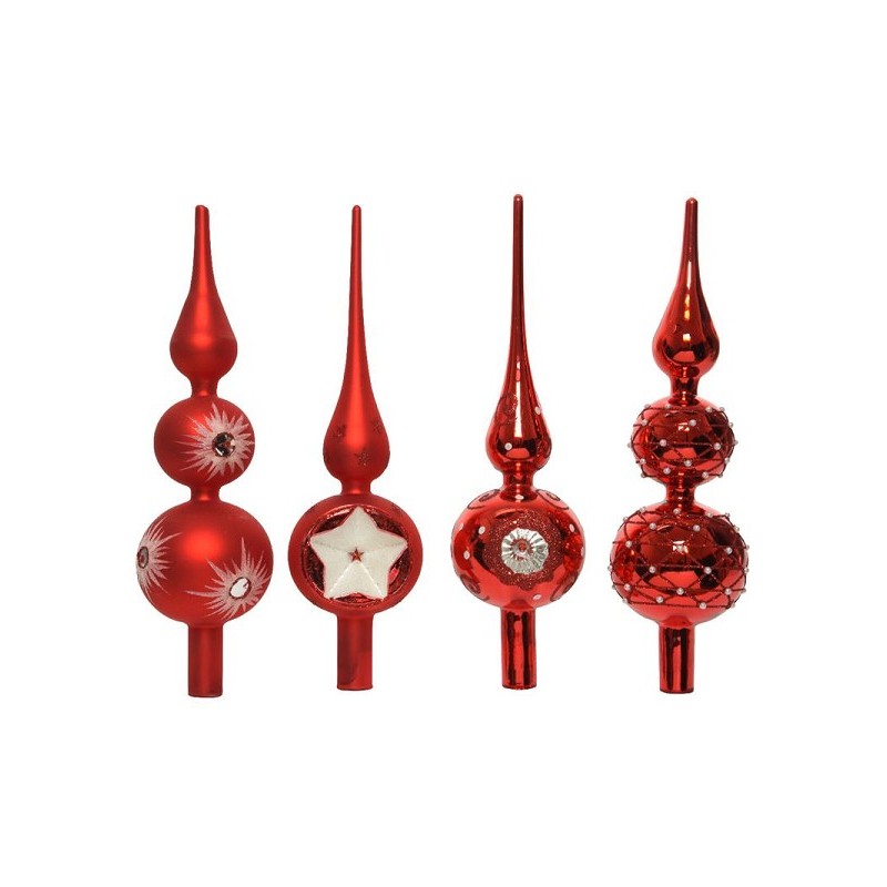 Decoris Piek van glas in kerstrood/rood dia8x31cm