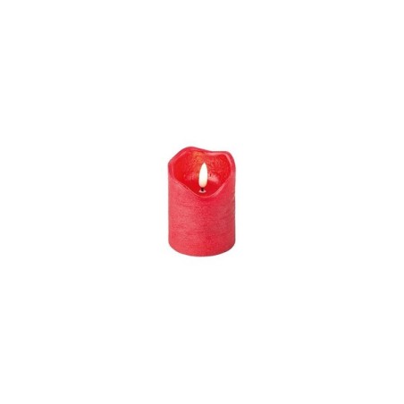 Lumineo LED kaars met vlam effect met flikkerende vlam rood kleurig dia7 x 9cm wax Warm wit met timer