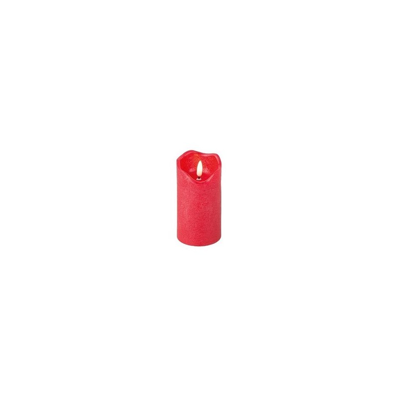 Bougie LED Lumineo à flamme vacillante couleur rouge dia7 x 13cm cire Blanc chaud avec minuterie