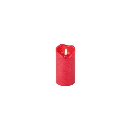 Lumineo LED kaars met een flikkerende vlam rood kleurig dia7 x 13cm wax Warm wit met timer