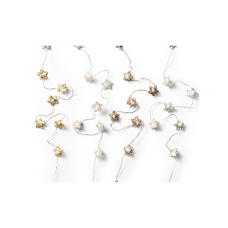 Lumineo Micro LED decoratie verlichting 20 lampjes met sterren metaal met timer