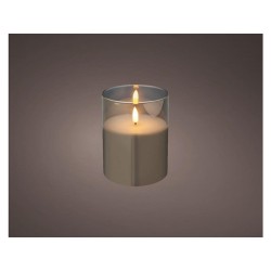 Bougie LED Lumineo en verre dia10cm x 12,5cm blanc chaud avec minuterie