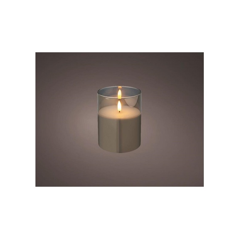 Lumineo LED kaar in glas dia10cm x 12.5cm warm wit met timer