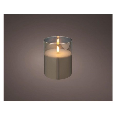 Bougie LED Lumineo en verre dia10cm x 12,5cm blanc chaud avec minuterie
