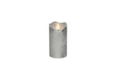 Lumineo LED vlam effect kaars-  met flikkerende vlam-  zilver dia7cm x 13cm warm wit met timer