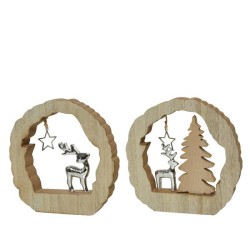 Decoris Statue avec renne décoration ambiance Noël MDF 14,5x14,5x2cm
