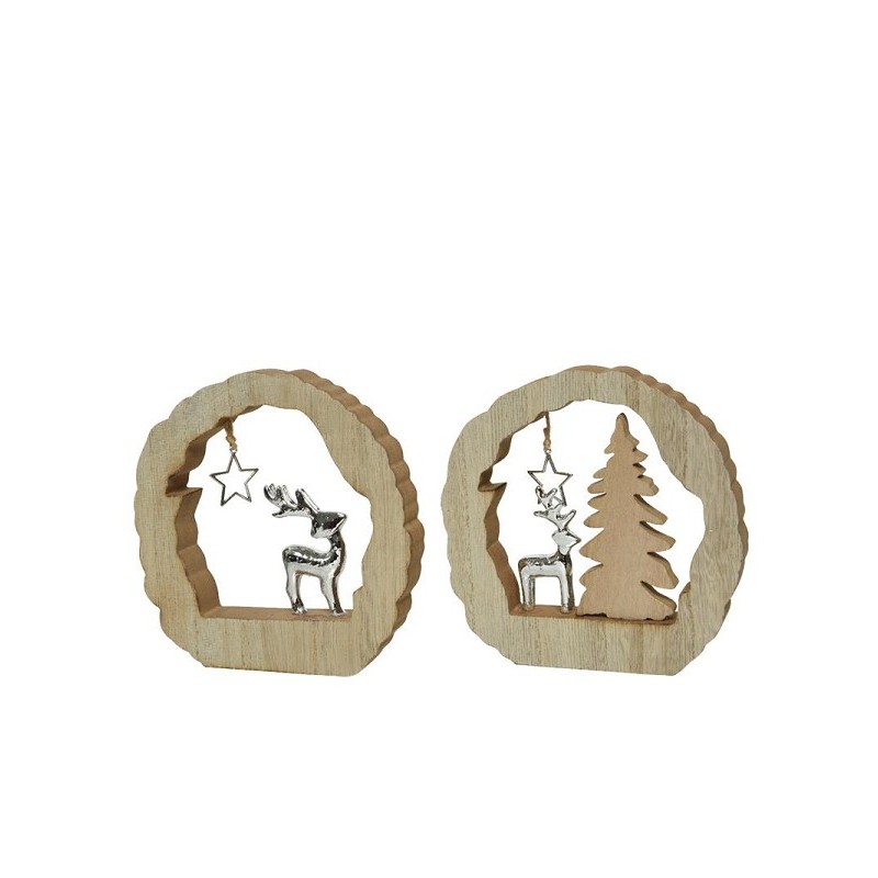 Decoris Statue avec renne décoration ambiance Noël MDF 14,5x14,5x2cm