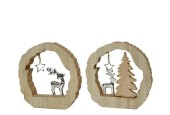 Decoris Beeld met rendier kerstsfeer decoratie MDF 14.5x14.5x2cm