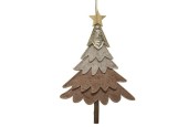 Decoris Kerstboom hanger in vorm van een kerstboom in vilt 2x15x24cm