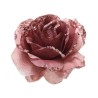 Decoris Décoration de Noël Rose sur pince polyester velours rose dia14x8.5cm