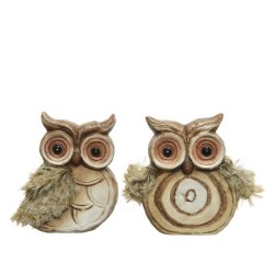 Decoris Beeld Uil terracotta naturel 7x4x11cm