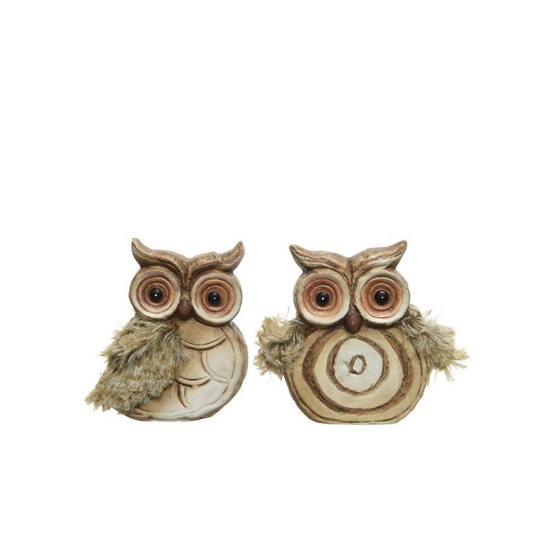 Decoris Statue Chouette terre cuite naturelle 7x4x11cm