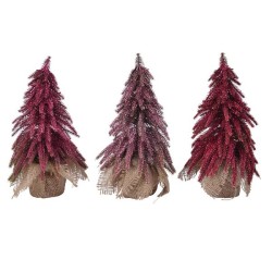 Decoris Mini kerstboom met glitter 3ass roze dia 12x20cm