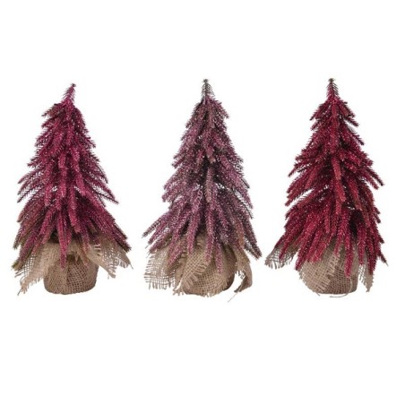 Decoris Mini sapin de Noël à paillettes 3ass rose toboggan 12x20cm
