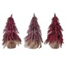 Decoris Mini kerstboom met glitter 3ass roze dia 12x20cm