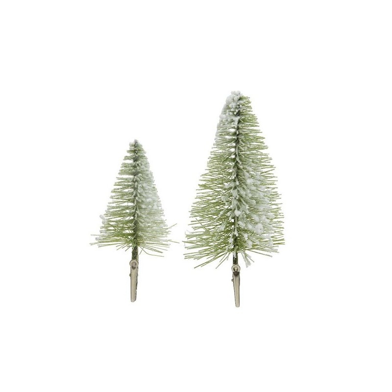 Decoris mini kerstboom op clip set a 4 stuks  2x8cm en 2x14
