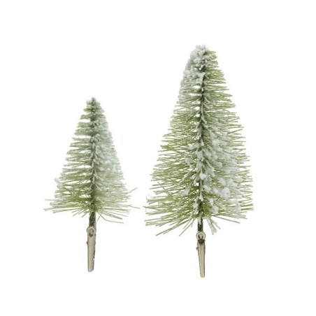 Decoris mini kerstboom op clip set a 4 stuks  2x8cm en 2x14