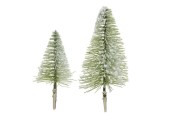 Decoris mini kerstboom op clip set a 4 stuks  2x8cm en 2x14