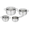 Tefal Virtuoso Set 4-delig RVS kookset  steelpan 16cm kookpannen van 16/20/24cm geschikt voor alle warmtebronnen.