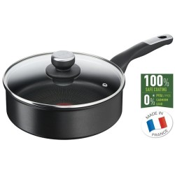 Tefal Unlimited Hapjespan 24cm + deksel van aluminium met titaniium coating, geschikt voor alle warmtebronnen, inclusief inducti
