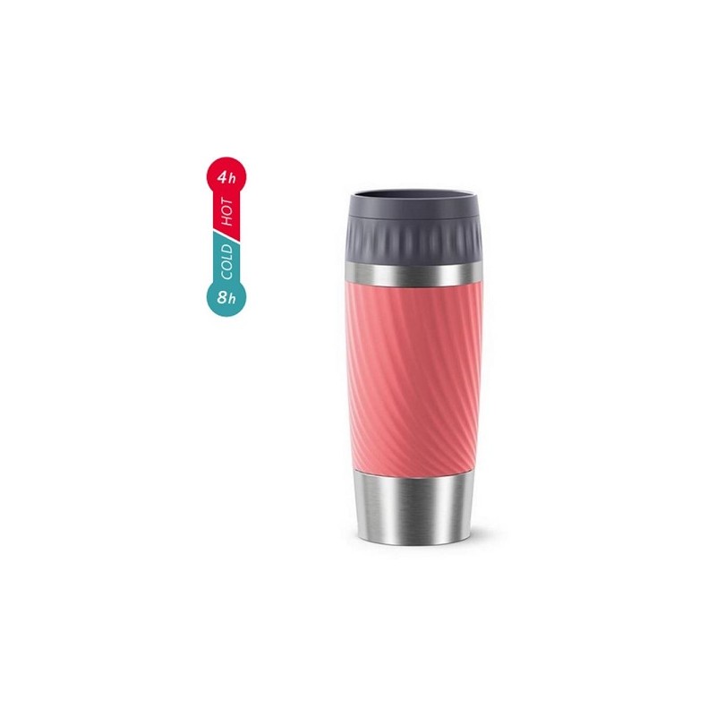 Emsa Travel Mug Easy Twist isoleerbeker koraalrood inoud 360ml anti-lek