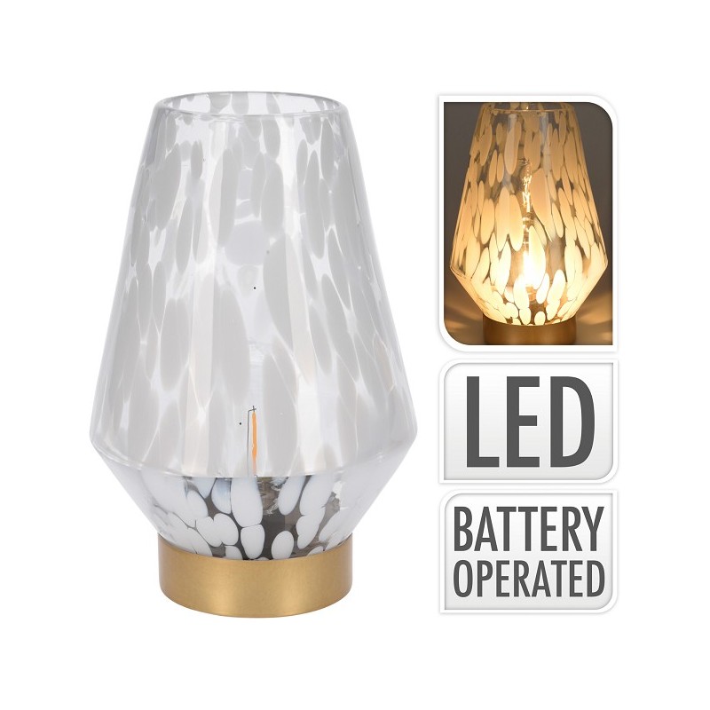 Lampe de table Verre Imprimé léopard blanc (lxlxh) 16x16x24cm