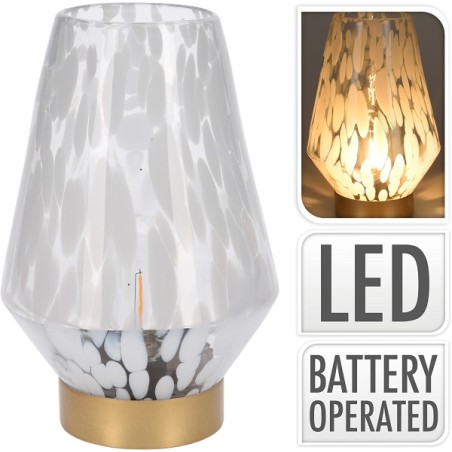 Lampe de table Verre Imprimé léopard blanc (lxlxh) 16x16x24cm