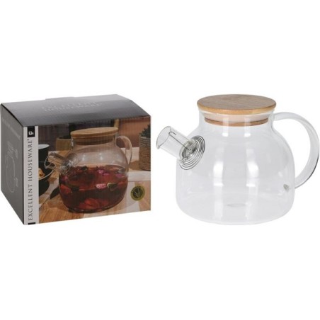 Excellent Houseware Theepot Borosilcaat Glas Met Bamboo Deksel En Teezeef 1