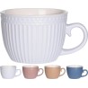 Tasse Cappuccino en faïence avec motif nervuré 460Ml, disponible en différentes couleurs