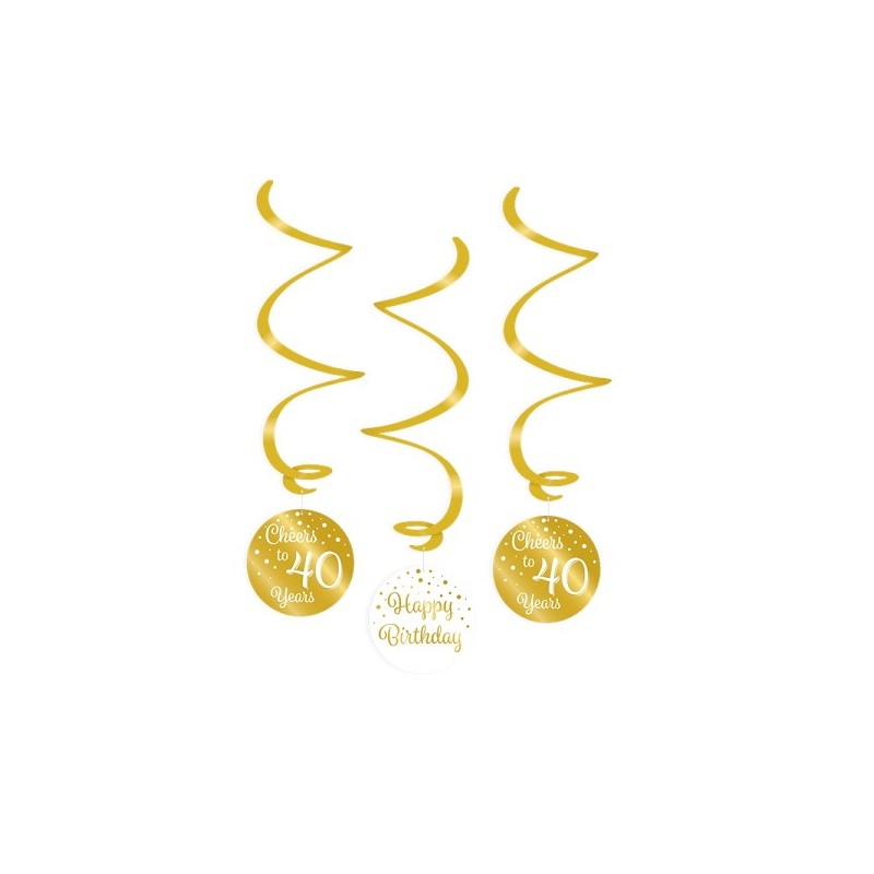 Paperdreams Swirl decorations goud/wit - 40