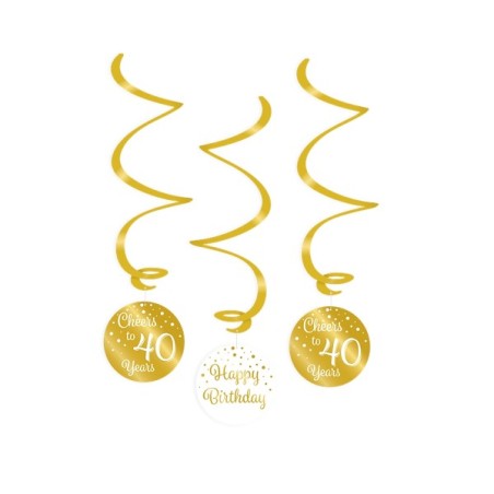 Paperdreams Swirl decorations goud/wit - 40